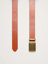 Leather Solid-Buckle Belt
