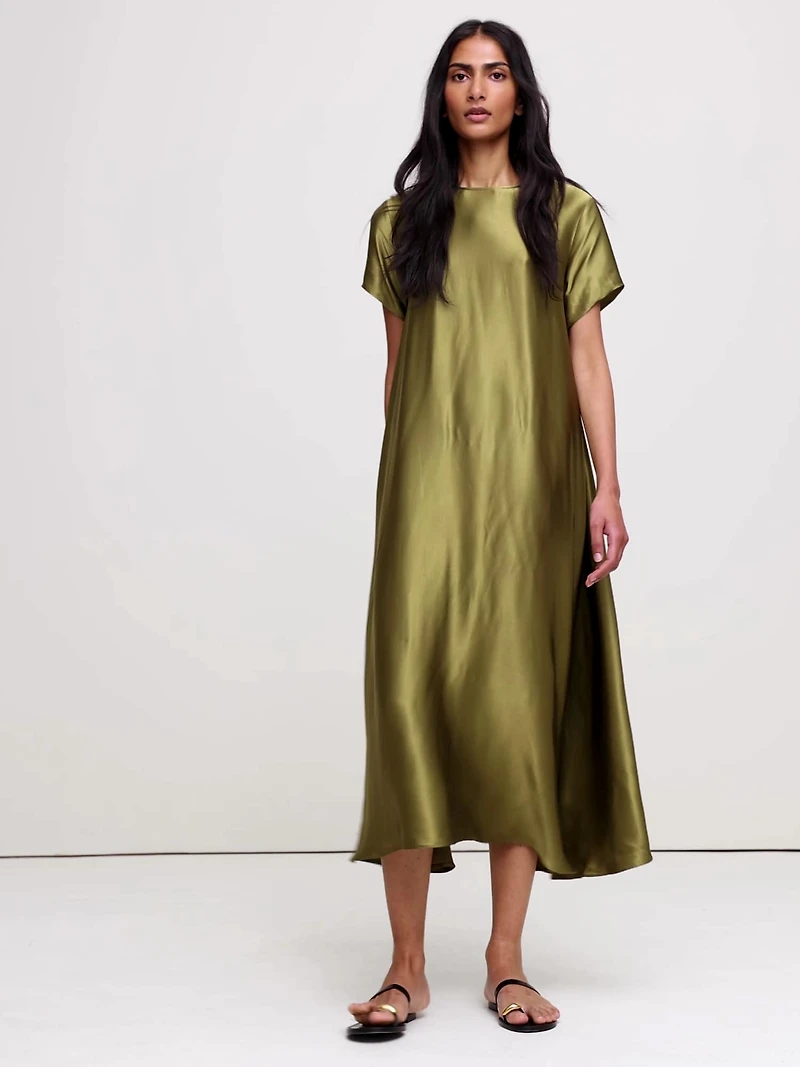 Italian Satin Trapeze Dress
