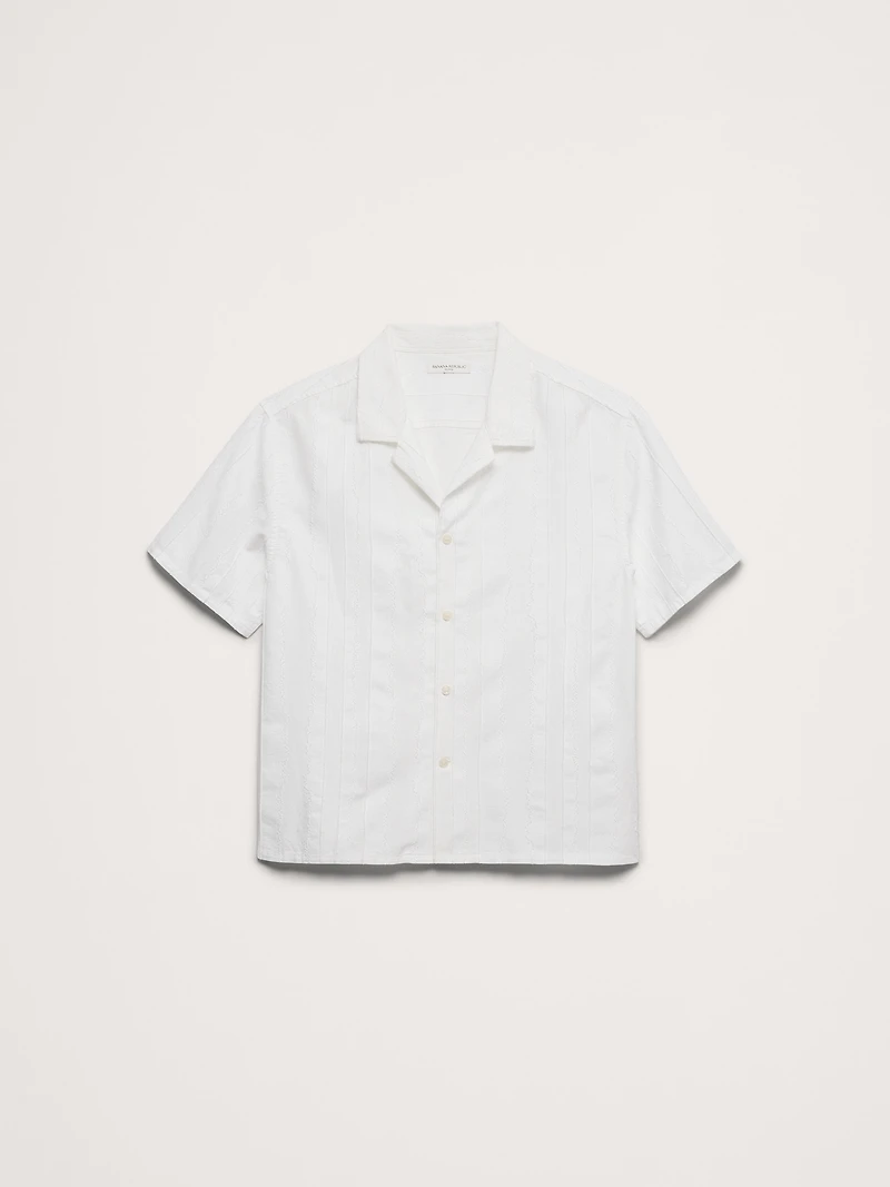 Relaxed-Fit Cotton-Linen Jacquard Resort Shirt