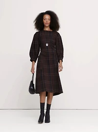 Cotton Poplin Puff-Sleeve Midi Dress