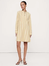 Cotton Trapeze Mini Shirt Dress