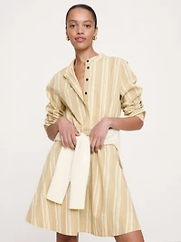 Cotton Trapeze Mini Shirt Dress
