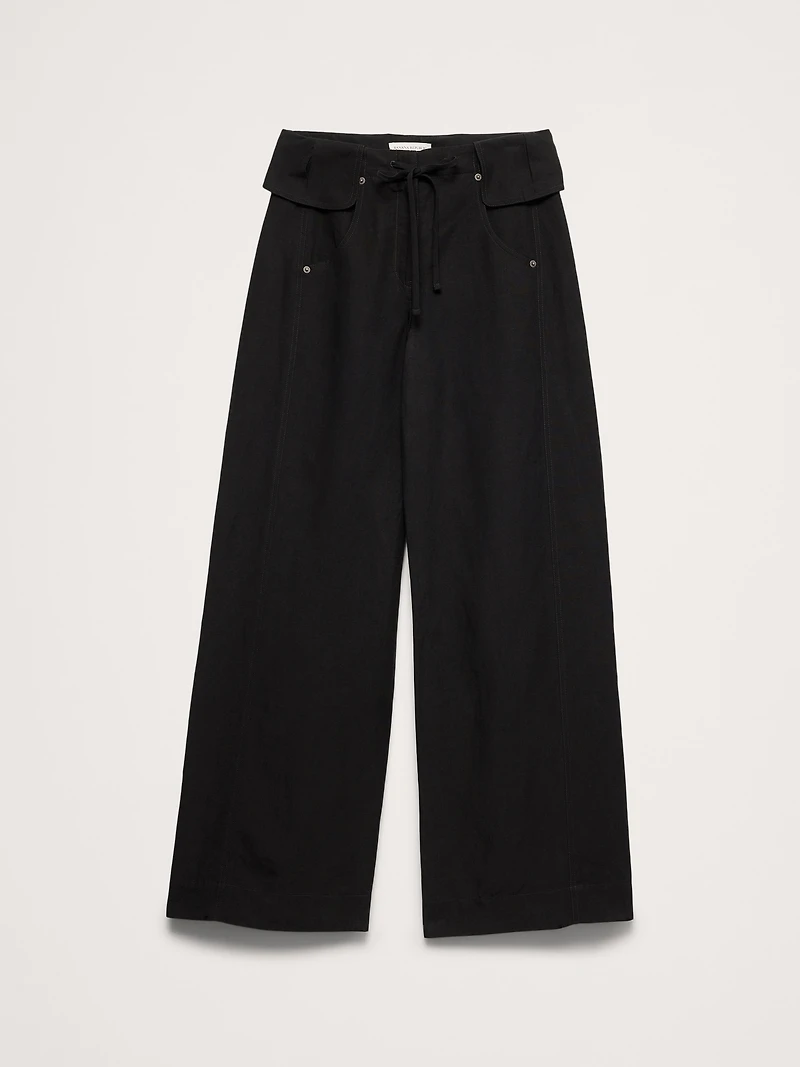 Wide-Leg TENCEL™-Linen Pant with Foldover Waistband
