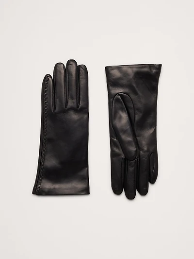 Italian Leather Cashmere-Lined Gloves