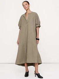 Cotton Canvas Popover Maxi Dress