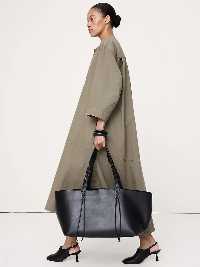 Cotton Canvas Popover Maxi Dress