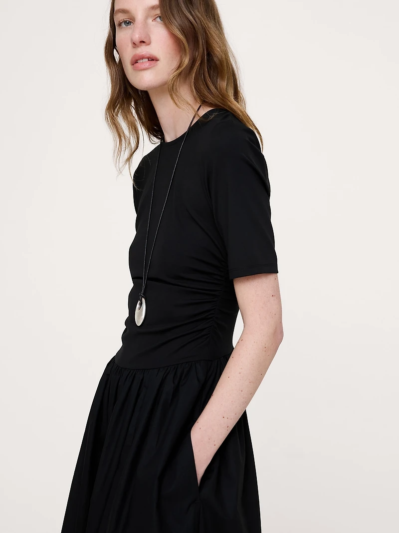 Jersey + Cotton Poplin Maxi Dress