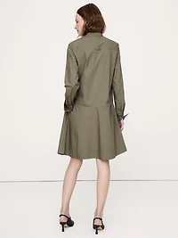 Cotton Trapeze Mini Shirt Dress