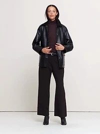 High-Rise Wide-Leg Drapey Ponte Pull-On Pant