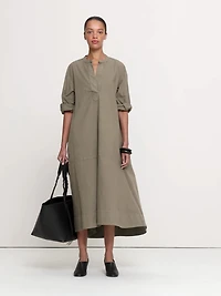 Cotton Canvas Popover Maxi Dress