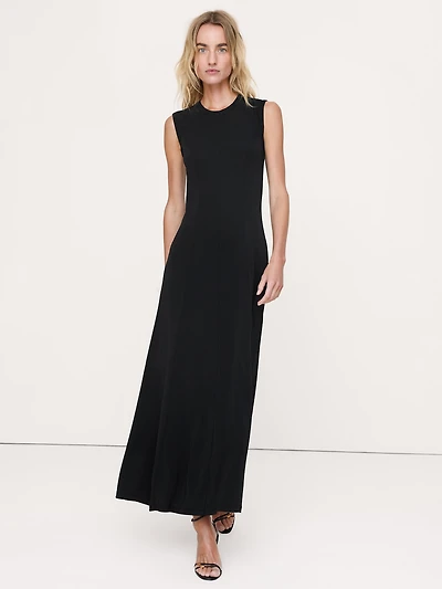 Matte Jersey Paneled Maxi Dress
