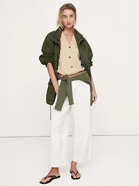 Cotton Poplin Bubble-Hem Shirt
