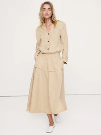 Cotton Poplin Bubble-Hem Shirt