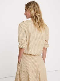 Cotton Poplin Bubble-Hem Shirt