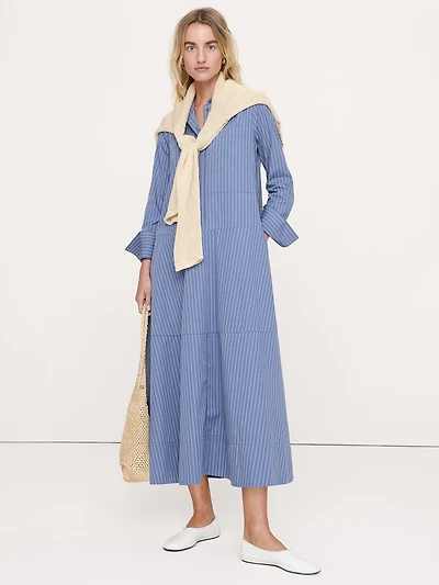 Cotton Trapeze Shirt Dress