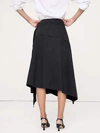 Cotton Twill Asymmetrical Wrap Midi Skirt