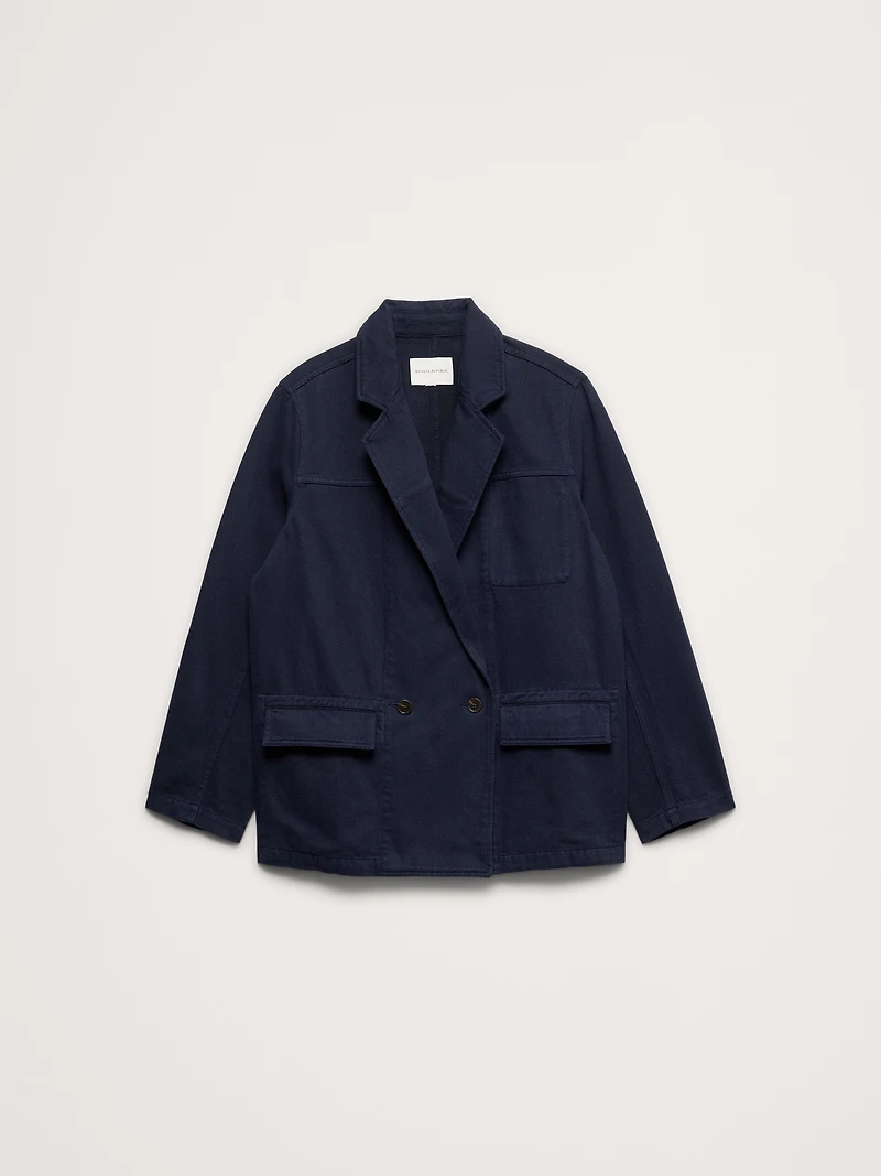 Cotton-Linen Utility Blazer