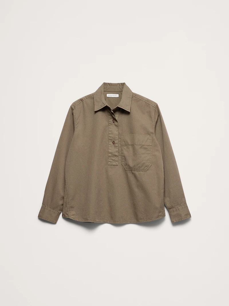 Relaxed Cotton-Twill Popover Shirt