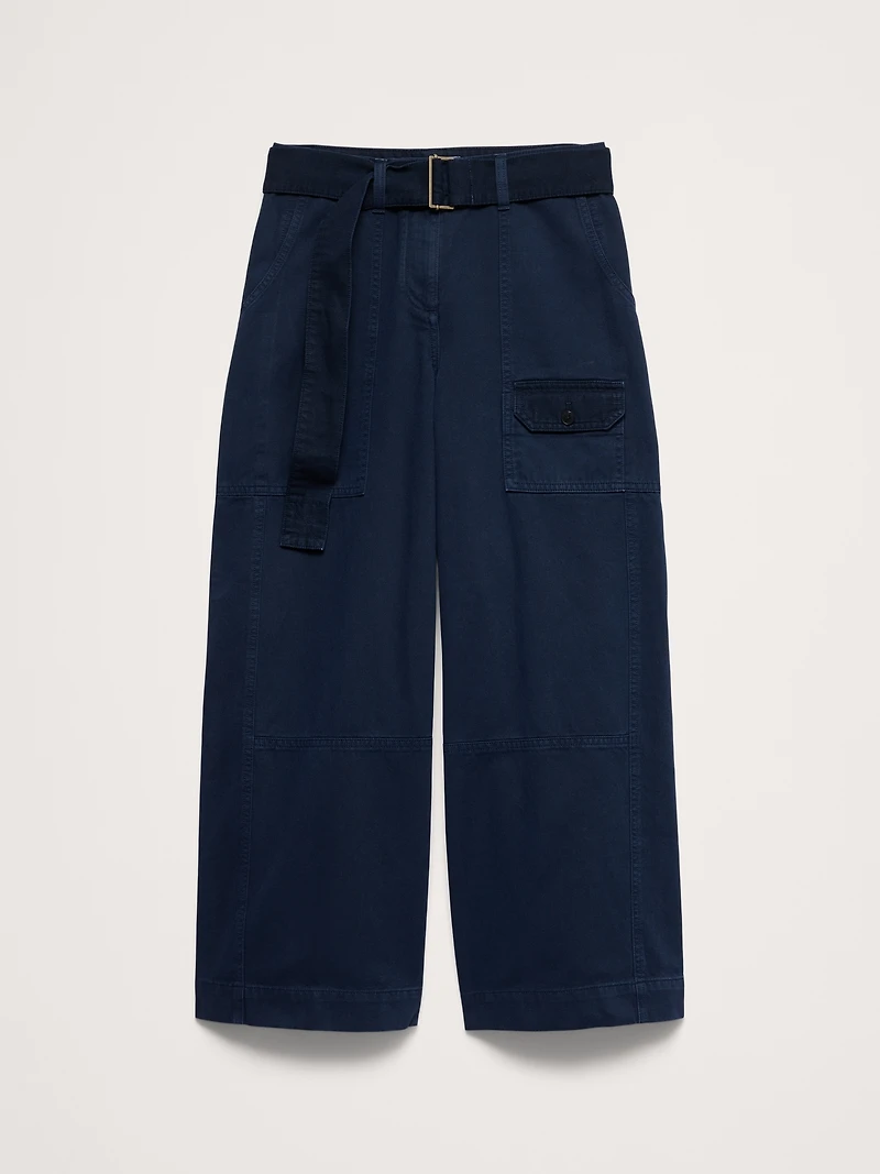 High-Rise Wide-Leg Cotton Utility Pant