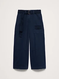 High-Rise Wide-Leg Cotton Utility Pant