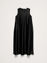 Italian Satin Sleeveless Trapeze Dress