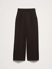 High-Rise Wide-Leg Drapey Ponte Pull-On Pant