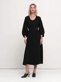Drapey Twill Buttoned Maxi Dress
