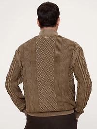 Cotton Cable-Knit Quarter-Zip Sweater