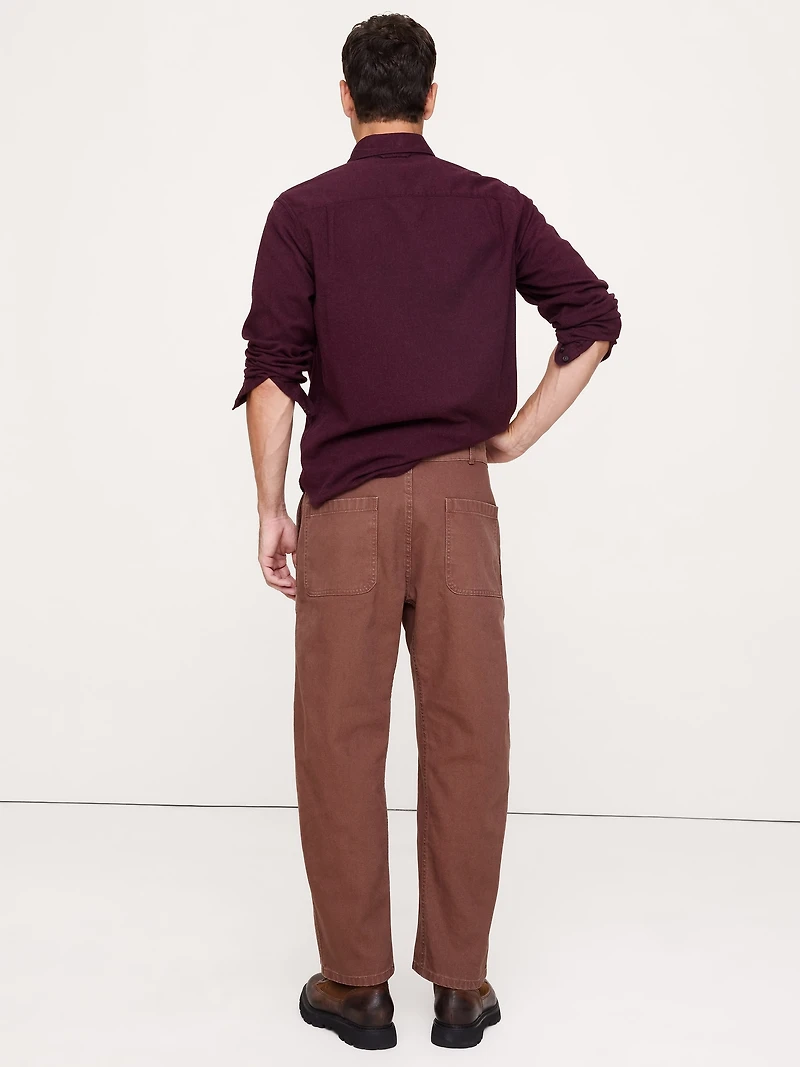 Relaxed Mixed Media Barrel Pant