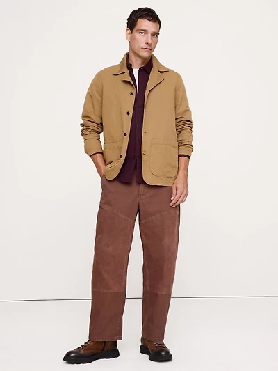 Relaxed Mixed Media Barrel Pant
