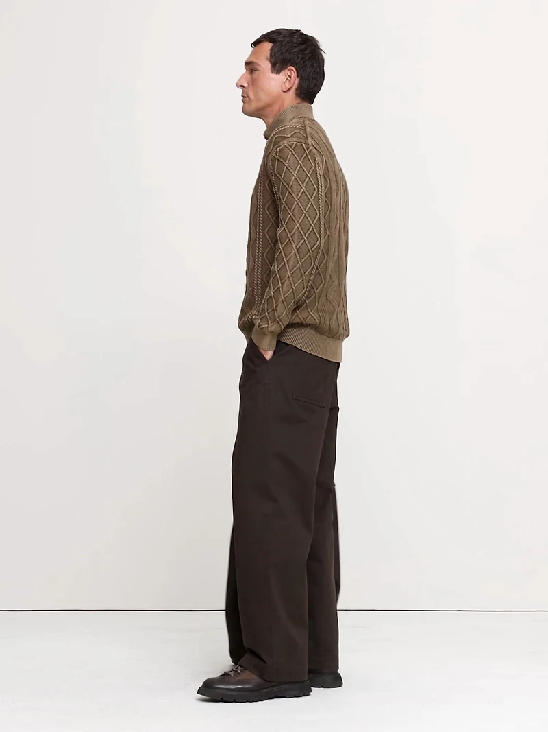 Cotton Cable-Knit Quarter-Zip Sweater