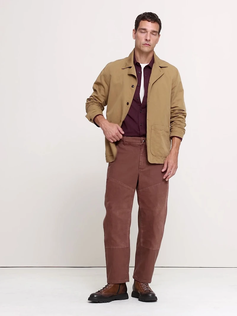 Relaxed Mixed Media Barrel Pant
