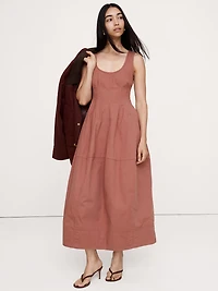 Stretch-Cotton Barrel Midi Dress