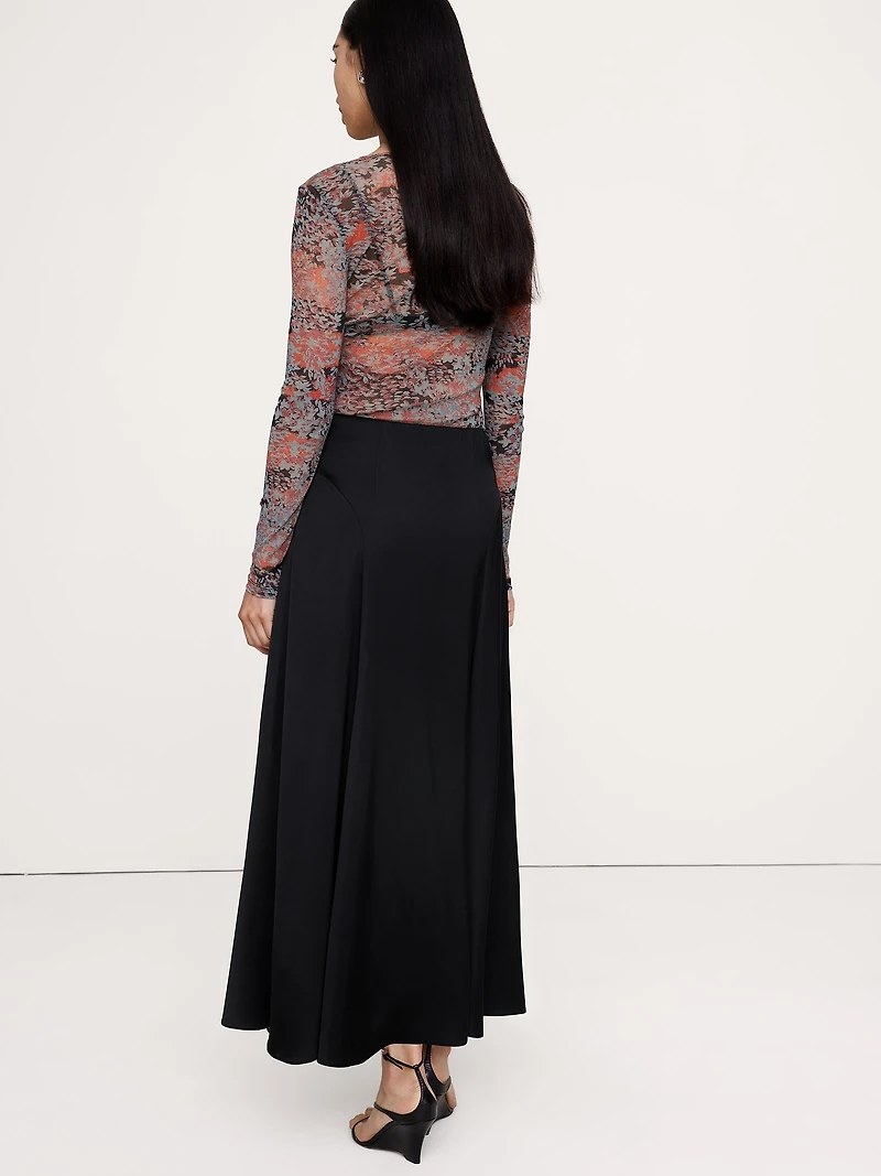 Stretch-Satin Maxi Skirt