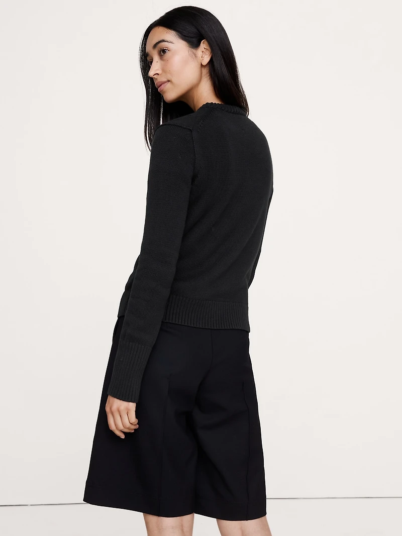 Larkspur Cotton-Silk Crew-Neck Sweater