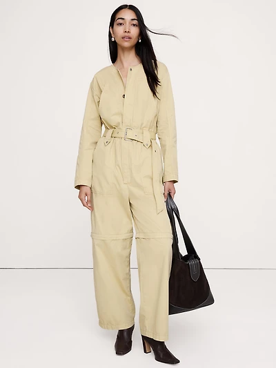 Oversized Cotton Twill Utility Jumpsuit