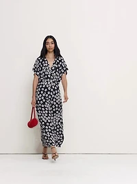 Crepe Wide-Sleeved Maxi Dress