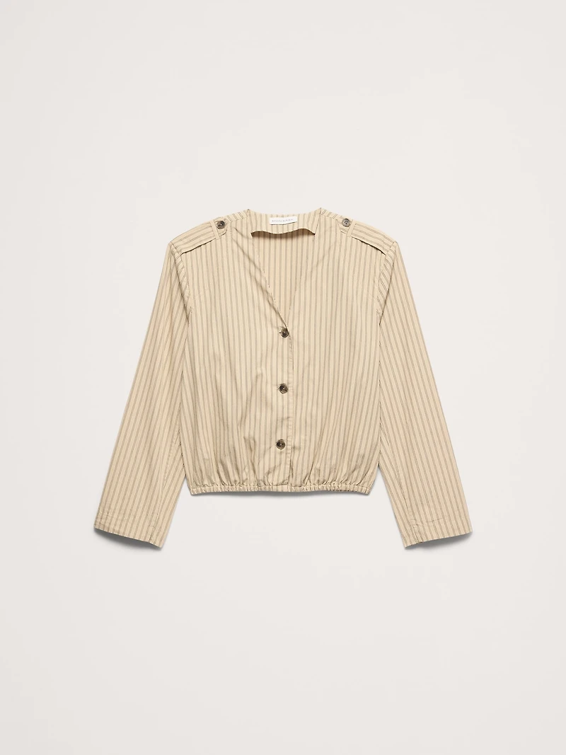 Cotton Poplin Bubble-Hem Shirt