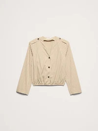 Cotton Poplin Bubble-Hem Shirt