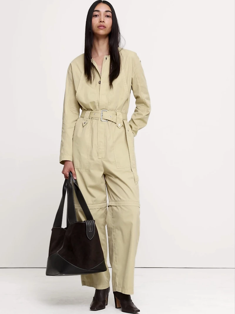 Oversized Cotton Twill Utility Jumpsuit