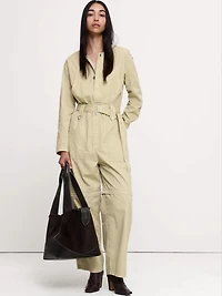 Oversized Cotton Twill Utility Jumpsuit