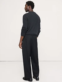Loose Belted Twill Dress Pant