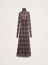 Mesh Long-Sleeve Maxi Dress