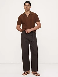Merino-Cotton Texture Stripe Sweater Polo