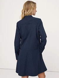 Cotton Trapeze Mini Shirt Dress