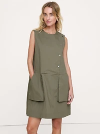 Stretch-Cotton Utility Mini Dress
