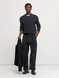 Loose Belted Twill Dress Pant
