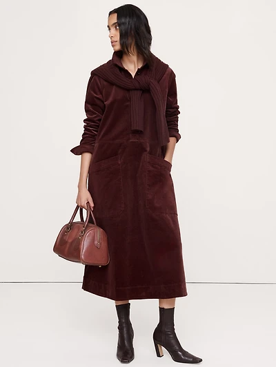 Corduroy Pocket Shirt Dress
