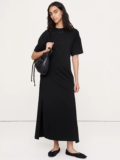 Oversized Stretch-Cotton Tie-Waist Maxi Dress