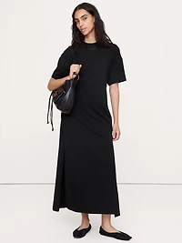 Oversized Stretch-Cotton Tie-Waist Maxi Dress
